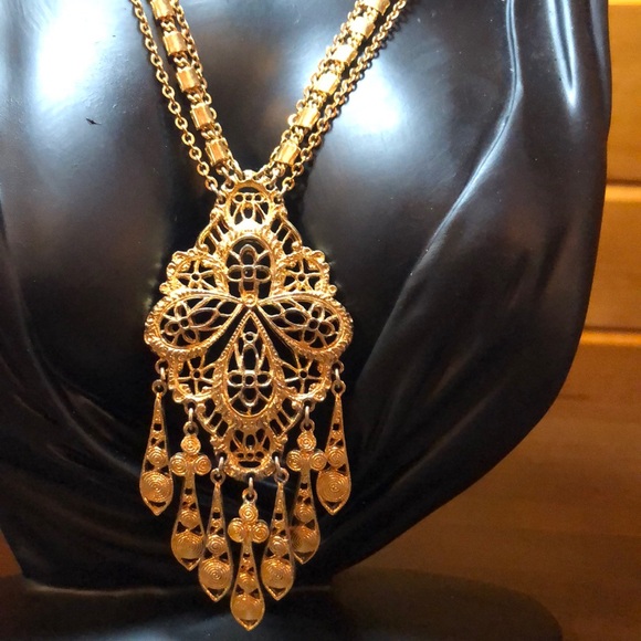 Monet Vintage Filigree Multi Chain Statement Necklace - Picture 5 of 16
